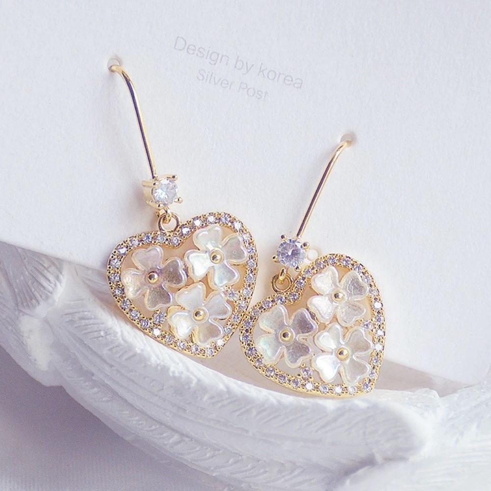 🌸 Floral Heart BOHO Nature Drop Earrings 🌸